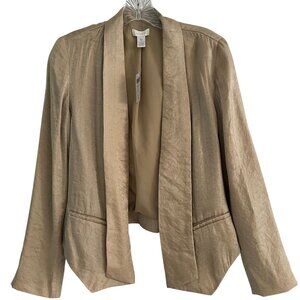 Chico's NWT Drape Front Metallic Gold Jacket Size 0 (Small) Open Front Lined